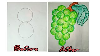 How to draw grapes 🍇 from number 8easy drawing step by step for beginners art youtubevideos [upl. by Ellekcir]