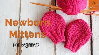 How to knit Newborn Baby Mittens for beginners  So Woolly [upl. by Chelsie963]