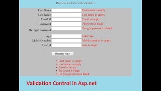 Form validation in aspnetValidation control [upl. by Oicnecserc]