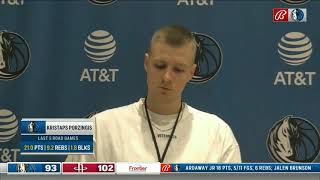 Mavs Kristaps Porzingis Postgame Interview Dallas Loss vs John Wall Houston Rockets [upl. by Attenna]