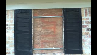 Hurricane Shutters  how to make inexpensive Storm Panels and secure for less than 10 per window [upl. by Sellihca392]