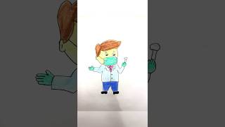 easy kids drawing 👨🏼‍⚕️😷shorts story funny comedy emotional drawing kids art doctor yt [upl. by Aulea]