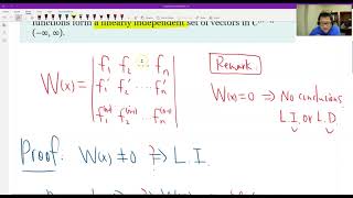 Theorem 444 Linear Independence of Functions by Wronskian [upl. by Chiaki]