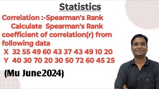 Correlation Spearmans Rank Example3 Calculate Spearmans Rank coefficient of correlationr [upl. by Martreb]