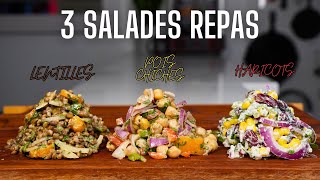 3 SALADES REPAS ou ENTRÉE parfaitement ÉQUILIBRÉES pour lÉTÉ [upl. by Asilim]