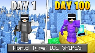 I Survived 100 Days Of Hardcore Minecraft In An Ice Spikes Only World [upl. by Saunder]