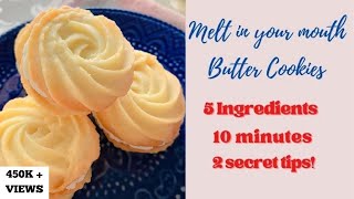 Beginners easy to bake 10 minute Melt in your mouth Butter Cookies  बेस्ट बटर कुकीज़ [upl. by Vita]