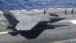 F35C First Integrated Carrier Ops Aboard USS Lincoln [upl. by Ariadne]