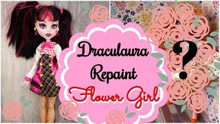 Flower Girl  Monster High Draculaura Doll Repaint How to customize BJD Easy Custom Faceup Barbie [upl. by Leffert]