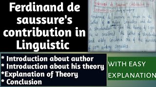 Ferdinand de saussure s contribution in Linguistic [upl. by Yliram]