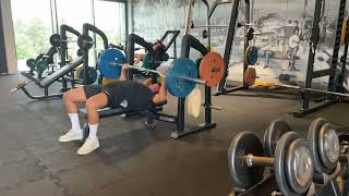 Benching 100 KG x 20 reps 82 KG Bodyweight as a natural [upl. by Loralie145]