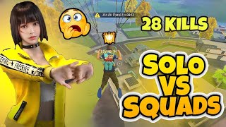 FREE FIRE SOLO VS SQUAD 28 KILLS 😱 GRANDMASTER PLAYER PHONE GAMEPLAY ☠️ freefirevideos [upl. by Valerlan210]