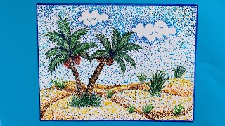 رسم منظر طبيعي باسلوب التنقطية  pointillismdrwingforbeginners [upl. by Felise]