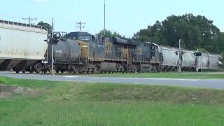 CSX M 653 14 mixed freight by the SE Shelby main to main 61524 four engine set 2 head 2 Mid [upl. by Moreville]