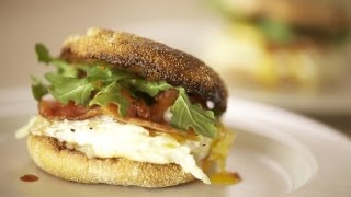 Breakfast Sandwich w Havarti Cheese Arugula Recipe  KIN EATS [upl. by Cattier]