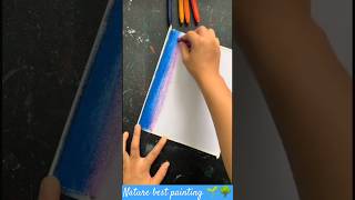 How to draw Nature drawing crayons 🌊🌧️🌱🌴drawing art painting ytshorts nature pencil shorts [upl. by Kowal]