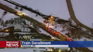 Aerial video Train derailment in western Minnesota [upl. by Artemus47]