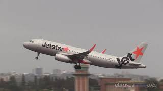 Jetstar A320232 VHVFV  Departure from Sydney [upl. by Leaper]