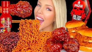 ASMR 10X NUCLEAR FIRE NOODLES CHALLENGE MUKBANG FAIL POPEYES CHICKEN SANDWICH EATING SOUNDS 먹방 [upl. by Natale]