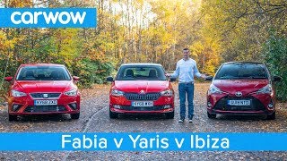 Skoda Fabia vs Toyota Yaris vs SEAT Ibiza 2019  which is the best small car [upl. by Enahsed]