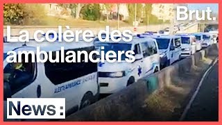 La colère des ambulanciers bloque le périphérique de Paris [upl. by Castillo]