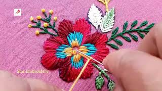 Very Easy And Simple Flower Design Embroidery Design for Beginners [upl. by Margarette7]