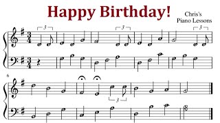 Happy Birthday  Easy Piano Sheet Music With Note Letters  Fast Then Slow PDF Available [upl. by Kirsten]