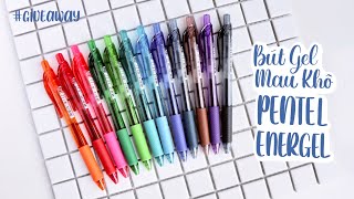 Review Bút Gel Nhanh Khô Pentel EnerGel Bộ 12 màu  GiveAway  Happy Hidari [upl. by Mcclenon]