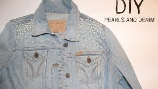 DIY Personalizar chaqueta denim con hombreras de perlas [upl. by Nylaret969]