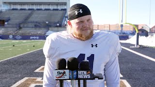 Montana State football playoff press conference with coach Brent Vigen Tommy Mellott Brody Grebe [upl. by Lanos633]