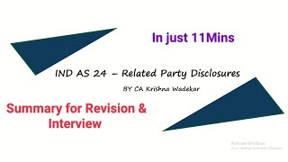 IND AS 24  Related Party Disclosure  Summary CA students IAS 24 [upl. by Oal]