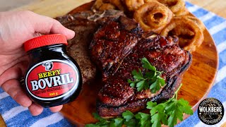 Beefy Bovril Steak  Salt amp Pepper vs Bovril  Porterhouse steak recipe  Braai recipes [upl. by Aillemac435]