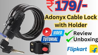 Adonyx Bike Lock Cable Lock Unboxing Review Flipkart [upl. by Lyris]