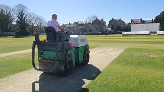 Rolling the wicket at Richmondshire Cricket Club with the TEREX TV1200 [upl. by Redd686]