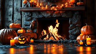 Spooky Halloween Fireplace 4K with Crackling Logs for a Cozy Haunted Ambience 12 Hours [upl. by Dorolice]