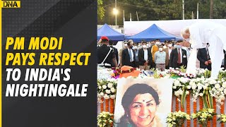 Lata Mangeshkar funeral PM Narendra Modi pays his last respects [upl. by Amikay]