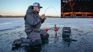 FIRST ICE Fishing GIANT Schools of Fish LIVESCOPE FOOTAGE [upl. by Alliuqal]