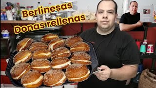 Así hago Donas rellenas fácil para negocio Berlinesas rellenas de crema deliciosas [upl. by Einiffit]