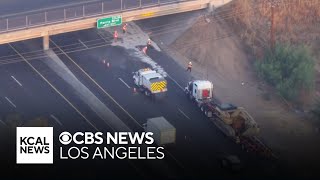 60 Freeway overpass damaged in crash in Moreno Valley [upl. by Crawford195]