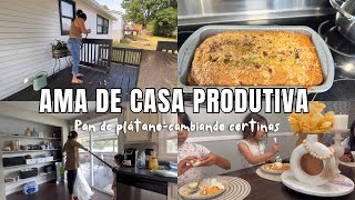 🍁 DÍA DE MUCHO TRABAJO EN CASA 🏡  LIMPIANDO EL PATIO 🧹LAVANDO Y COCINANDO  UN PAN DE PLÁTANO 🍞 [upl. by Salmon]