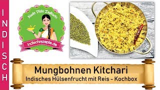 Mungobohnen  indisches Hülsenfrucht Linsengericht mit Reis  Indische Kochbox Rezepte [upl. by Corel434]