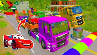 114 Double Flatbed Trailer BeaMNG Drive Car Tractor Truck Bus Train and Flight Transportation [upl. by Adamec]