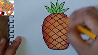 How to Draw a Pineapple Fruit step by step  Pineapple Drawing Easy [upl. by Adnoek]