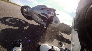 Premier jour de circuit premier crash Moto Kawasaki Zr7s Motorcycle chambley en Gopro [upl. by Leirza]