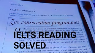 IELTS CAMBRIDGE READING ZOO CONSERVATION PROGRAM  SOLVED TARGET IELTS ACADEMY [upl. by Ennoid926]