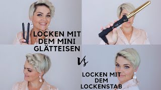 Kurze Haare locken mit dem Glätteisen und Lockenstab Salirasa [upl. by Garnette]