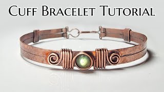 Hammered Cuff Bracelet with Clasp Wire Wrapping Tutorial DIY Jewelry [upl. by Faustus]