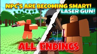 NPCs are becoming smart Laser Gun  All Endings Roblox [upl. by Bohman]