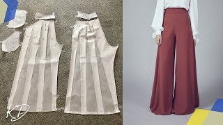 WIDE LEG PALAZZO PANTS PATTERN TUTORIAL  SLASH AND SPREAD METHOD [upl. by Somisareg]