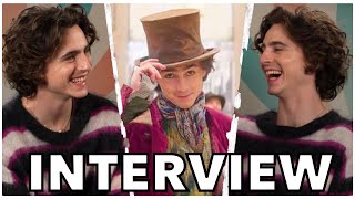 Timothée Chalamet Cracks Up During Hilarious WONKA Interview [upl. by Aslehc]